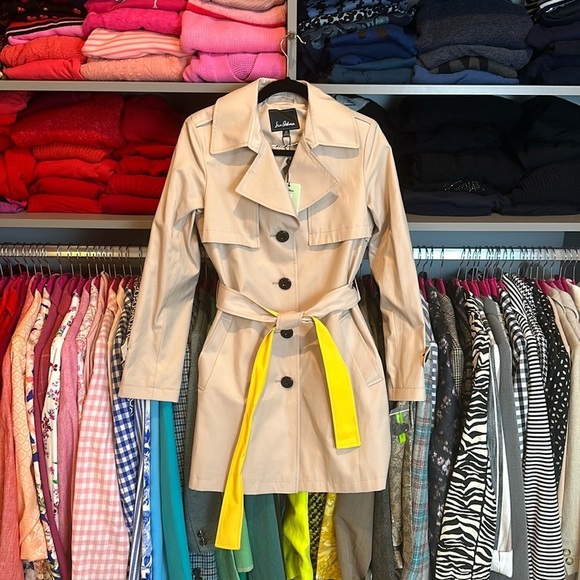 Sam Edelman tan short length trench/rain coat size XS NWT - Picture 1 of 5